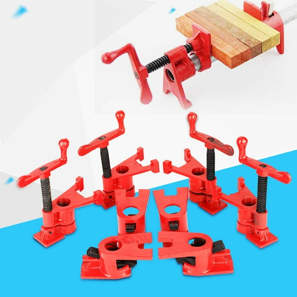 Wood Gluing Pipe Clamp Quick Release Wide Base Iron Wood Metal Clamp Set for Woodworking Workbench 4 Sets 1 Inch Heavy Duty Woodworking Vice Wood Gluing Pipe Clamp Quick Release Wide Base Iron Wood Metal Clamp Set for Woodworking Workbench 4 Sets 1 Inch Heavy Duty Woodworking Vice